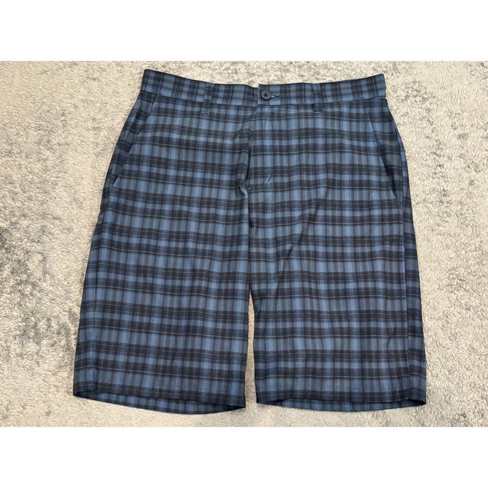 Ron Jon Surf Shop Mens 32 Blue Plaid Flat Front Lightweight Golf Shorts